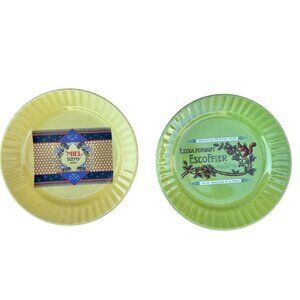 French Advertising Plates Yellow & Green Ceramic 8" Diameter Country Core